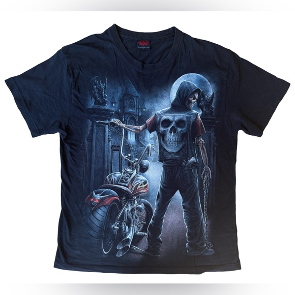 Black Motorcycle Biker Grim Reaper Skull Skeleton - Picture 2 of 12